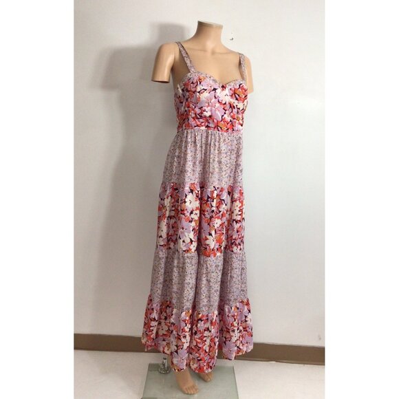 Floral Boho Tiered Maxi Dress Womens Large - Picture 8 of 10